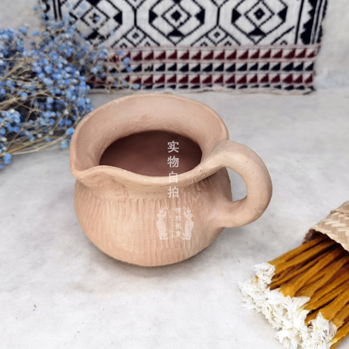 傣陶烤茶罐西双版纳非遗慢轮手工柴烧侧把粗陶壶七夕罐公道杯包邮 - 图1