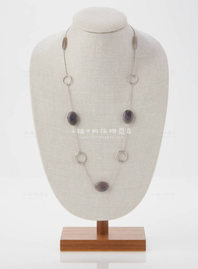 美国棉麻质感灰色中长款项链吊坠