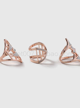 英国ts闪粉装饰切割简约戒指组3个入geo glitter ring pack
