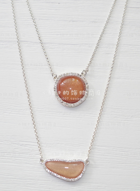 双层项链镀银人工宝石