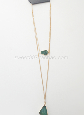 绿色玛瑙质感半宝石不规则项链