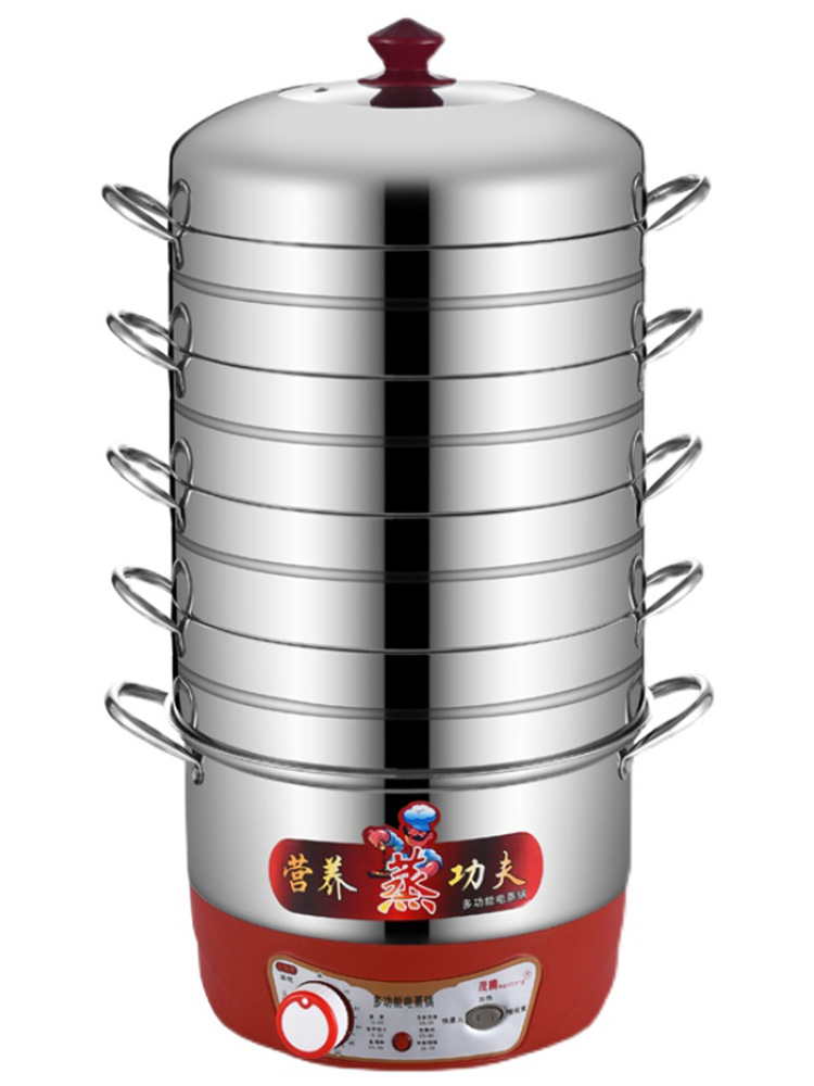 茂腾无孔原味不串味防干烧自动断电多功能家用不锈钢多层电蒸锅-图3