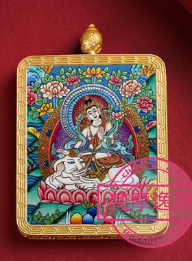 唐卡手绘DIY普贤菩萨唐卡吊坠画芯涂色佛像白描唐卡白描F223