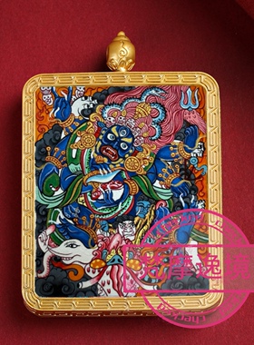 唐卡手绘DIY大黑天唐卡吊坠画芯涂色佛像白描唐卡白描F233