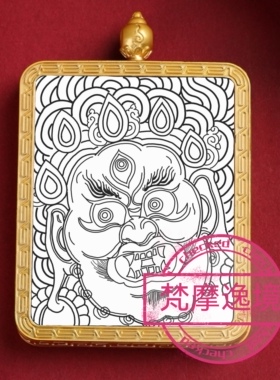 唐卡线稿DIY大黑天财神唐卡西藏唐卡纯手绘唐卡描金佛像白描线稿