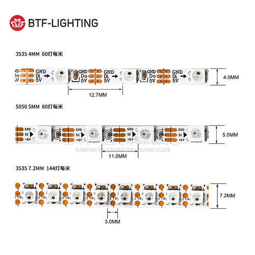 精品款SK6812/WS2812窄板宽4MM5MM全彩led灯条3535贴片5V幻彩灯带 - 图0
