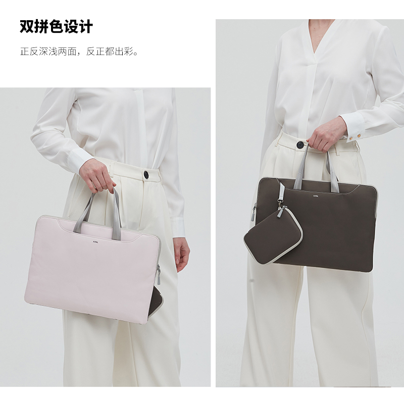 JCPal本朴电脑包女士适用于MacBookAir13/14英寸M3苹果2024新款电脑手提包字母包保护套防震内胆包男时尚拼色