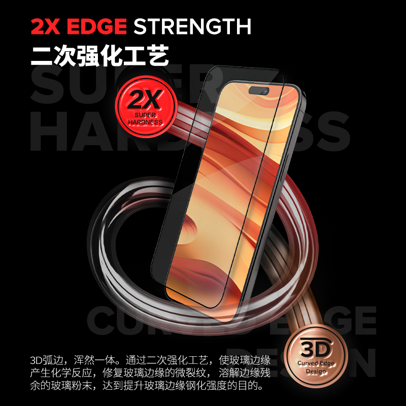 JCPal本朴屏幕膜适用iPhone16苹果手机iPhone pro防指纹防油污max全屏二强耐刮磨高透光高灵敏度钢化玻璃膜