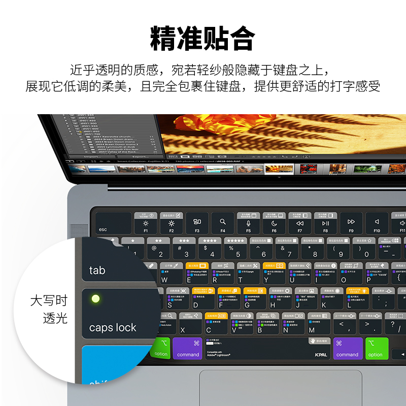 JCPal本朴笔记本键盘膜2024新款15英寸适用于苹果macbookAir14/16寸M3保护膜Air13M2硅胶LR快捷功能键膜超薄 - 图2