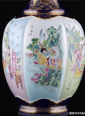 粉彩陶瓷人物玄关装饰品