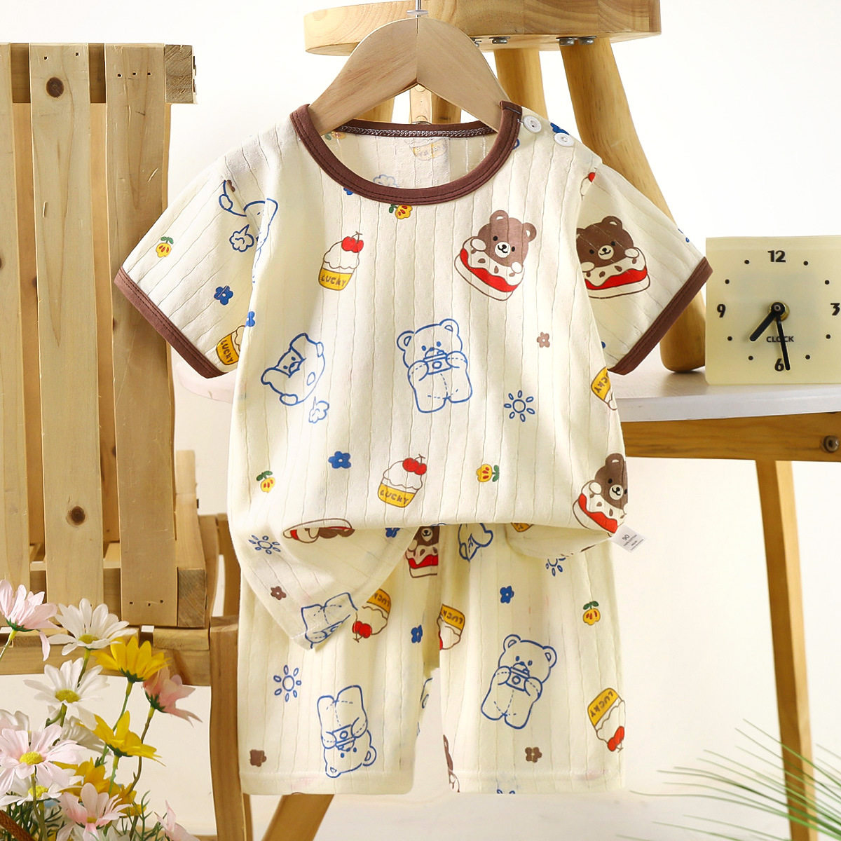儿童夏季纯棉短袖t恤两件套女童套装宝宝短裤卡通薄款家居服男童,淘宝优惠券,粉丝福利购,淘宝优惠卷