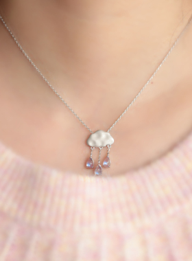 天然斯里兰卡月光石云朵纯银吊坠