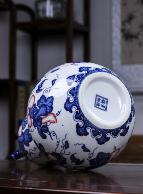 陶瓷青花瓷葫芦花瓶酒瓶带盖子