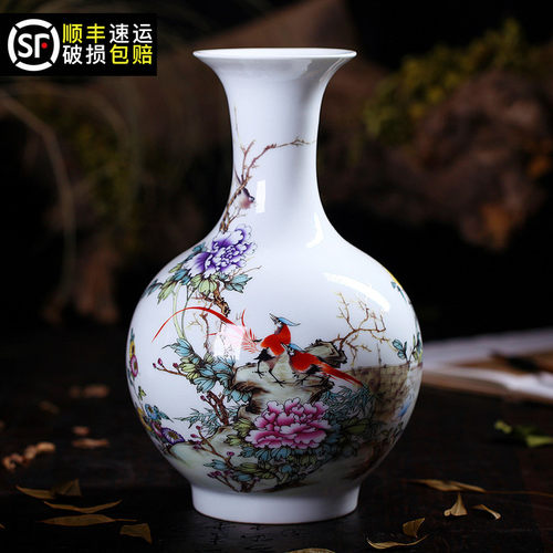 景德镇陶瓷器花瓶摆件客厅插花粉彩瓷瓶中式家居电视柜装饰工艺品 - 图3