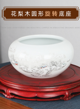 可旋转红木花盆玉石展示架子底座