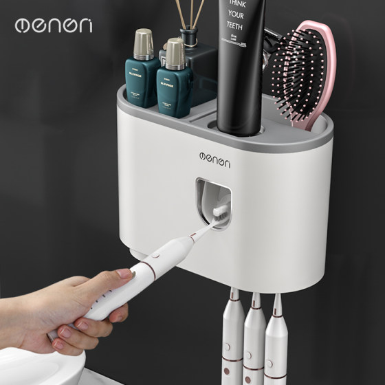 Lazy automatic toothpaste squeezer toothbrush storage rack