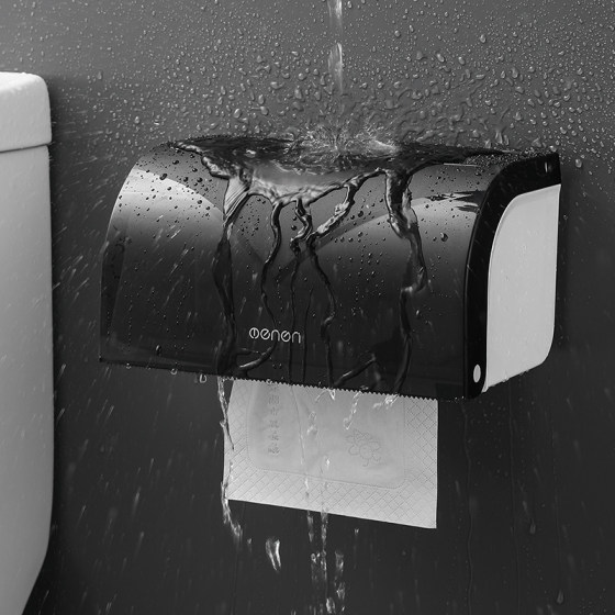 Bathroom tissue box with extra space and no need to punch holes