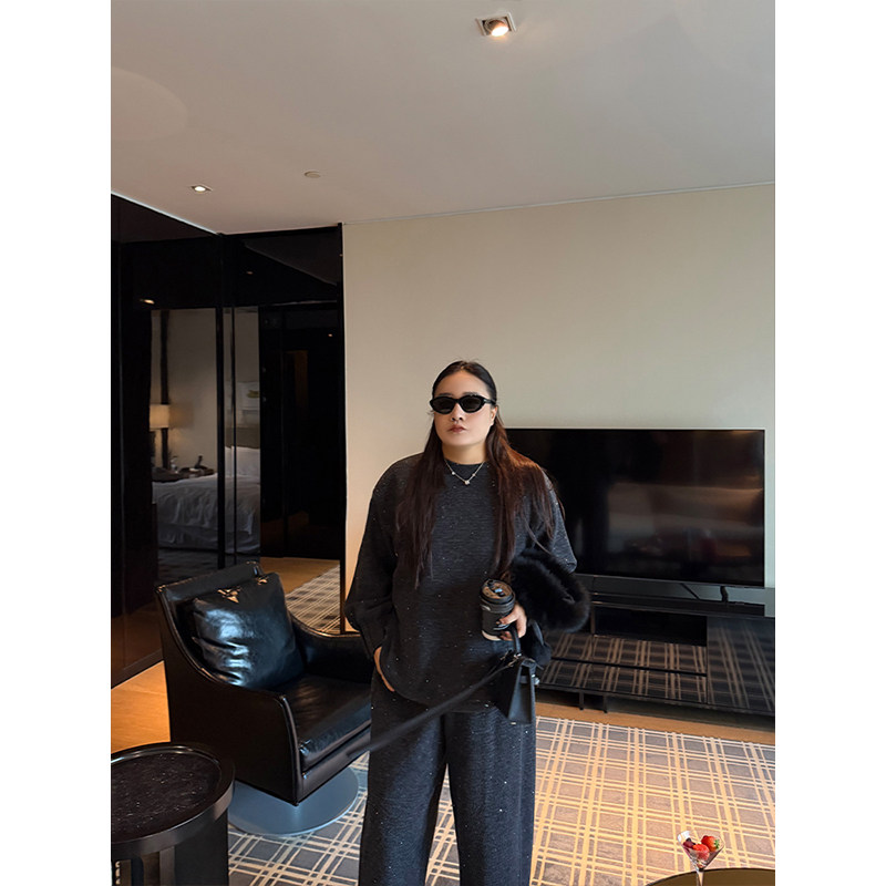 铅笔小鑫大码女装显瘦CP高品两件套亮片上衣+裤子套装,淘宝优惠券,粉丝福利购,淘宝优惠卷