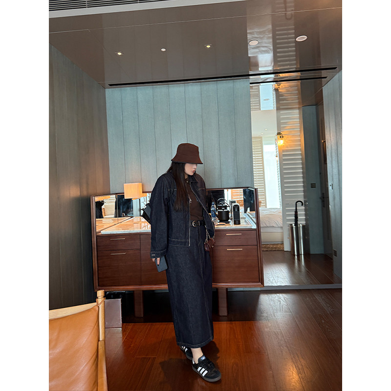 铅笔小鑫大码女装 chill松弛 洗水作旧 拉链牛仔外套+半身裙,淘宝优惠券,粉丝福利购,淘宝优惠卷