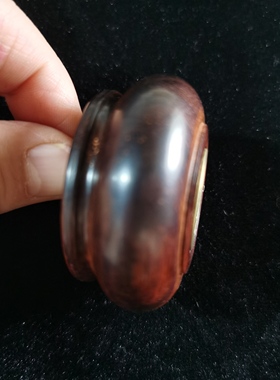 天然小叶紫檀木雕刻聚宝盆工艺品手把件表面可转动手玩