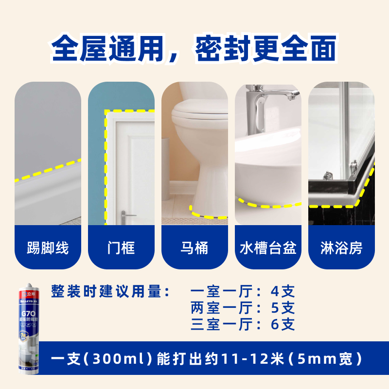 立邦玻璃胶厨房门窗防水防霉强力中性美容胶结构密封胶