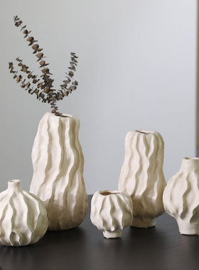ins侘寂风陶瓷花瓶 客厅玄关插花摆件抽象艺术家居软装饰品