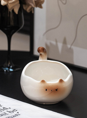 创意可爱入户玄关客厅桌面遥控器钥匙化妆品陶瓷收纳装饰品摆件