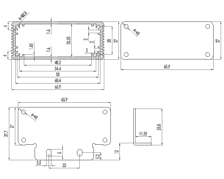 定制铝合金外壳铝型材盒子一体铝壳开孔带散热片plc壳体开孔66*27,淘宝优惠券,粉丝福利购,淘宝优惠卷