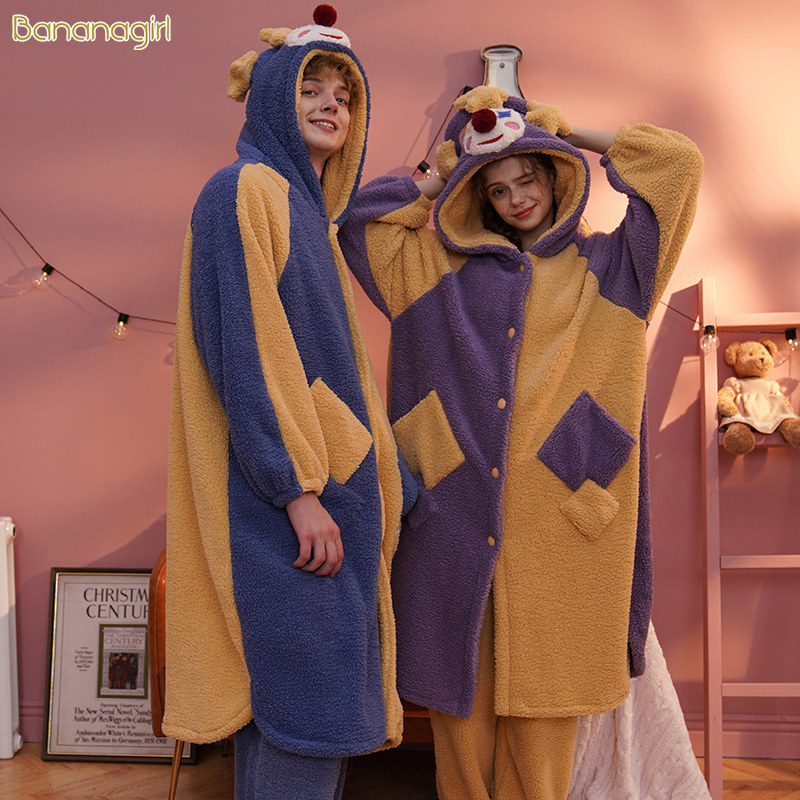 Bananagirl情侣睡衣珊瑚绒可爱卡通睡衣女冬加厚法兰绒保暖家居服,淘宝优惠券,粉丝福利购,淘宝优惠卷