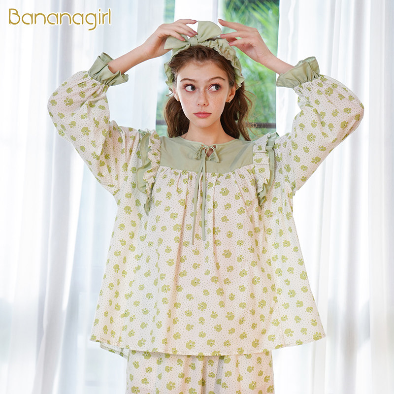 bananagirl女秋纯棉碎花小清新睡衣 bananagirl睡衣/家居服套装