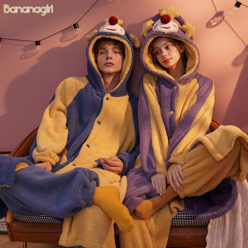 Bananagirl情侣睡衣珊瑚绒可爱卡通睡衣女冬加厚法兰绒保暖家居服,淘宝优惠券,粉丝福利购,淘宝优惠卷