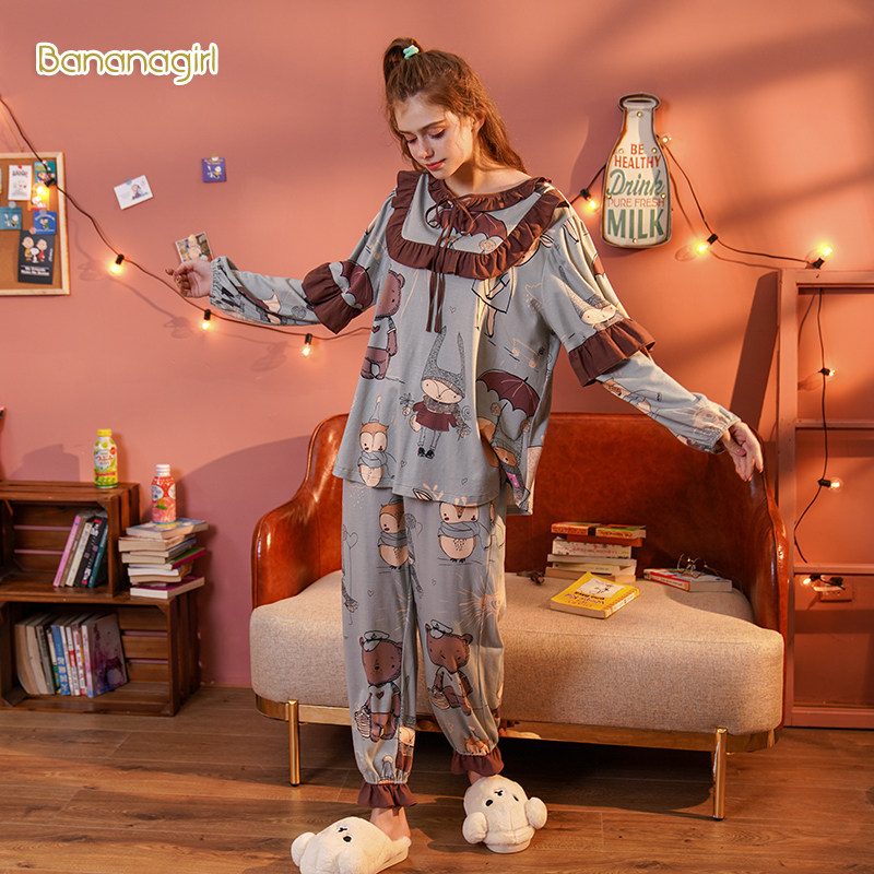 bananagirl情侣纯棉卡通春秋睡衣 bananagirl睡衣/家居服套装