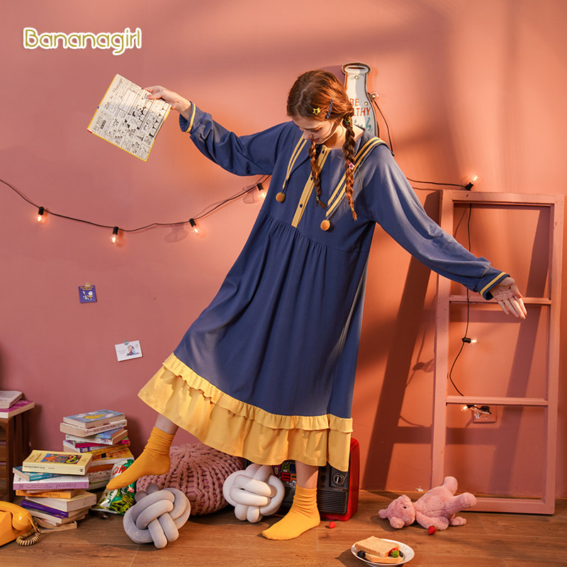 bananagirl春秋卡通情侣可外穿睡裙 bananagirl睡裙