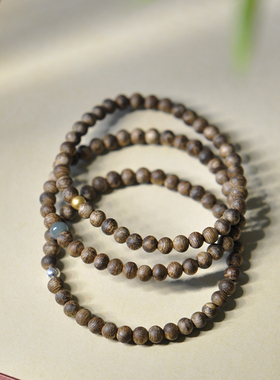 女沉香金银翡翠民族风黑油格