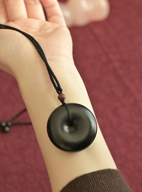 胖乎乎平安扣檀木吊坠项链