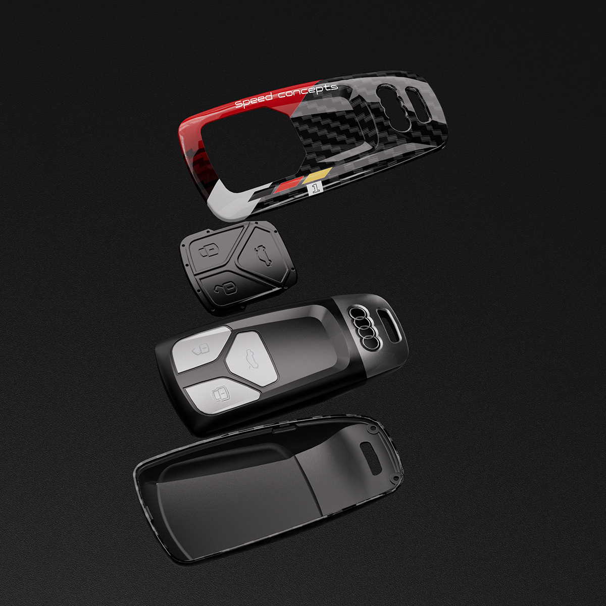 奥迪钥匙套男士专用2023/22款a6l/a4l/q5/a7/q7/q8/a3l钥匙包壳扣 - 图2