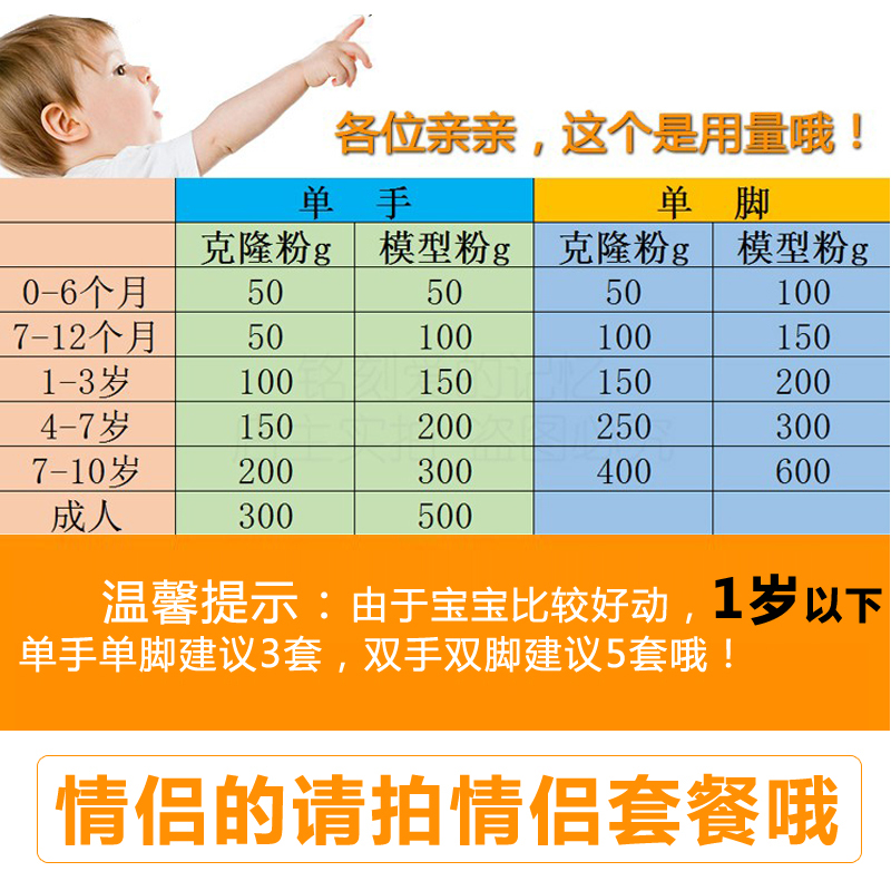 宝宝印泥手足印泥克隆粉模型粉手模脚模百天纪念印模粉石膏手脚印 - 图0