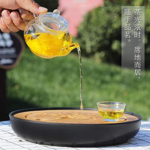 竹盘托茶盘竹木盘子长方形家用号楠上菜竹功夫茶道配件水果盘客厅 - 图0