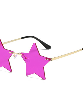 芭比粉墨镜无框星星太阳