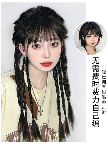 Парик с косичкой, боксерский хвостик, дреды изготовленные из настоящих волос, популярно в интернете