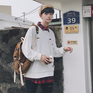 新款破洞装饰假两件卫衣