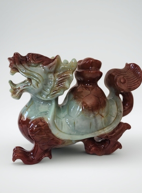 天然岫岩玉龙头龟摆件招财镇宅客厅玄关办公室动物工艺品精致