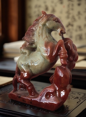 岫玉十二生肖摆件马到成功摆件马摆件虎摆件兔摆件龙龙蛇马羊猴鸡