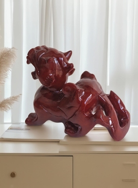 岫玉貔貅摆件小号貔貅玉石雕刻桌面摆件家居饰品一对天禄貔貅皮丘