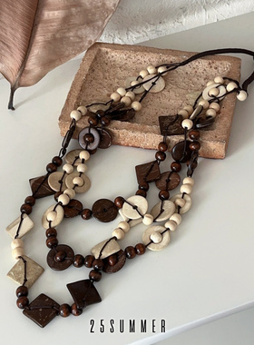 25SUMMER多层椰壳女款彩色项链