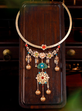 古风宫廷古装明制项圈宫铃吊坠流苏璎珞汉服马面裙婚服影楼发饰女