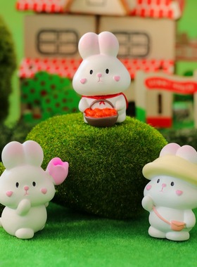 萌兔桌面摆件治愈系送礼场景布置