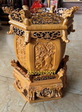 功名灯六角拜斗灯供佛木雕工艺品拜斗米斗六面斗玄关摆件朝真礼斗