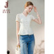 ເສື້ອຍືດຄໍ V-neck ສີບົວ lace top