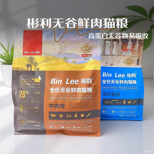 彬利无谷鲜肉猫粮2kg小包装幼猫成猫全阶段通用美毛增肥营养高白 - 图0